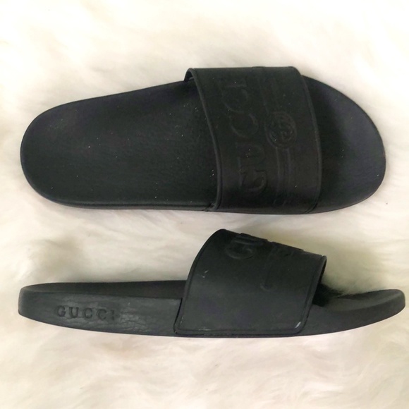 GUCCI Men's US 10 Black Slide Sandals AUTHENTICATED - Picture 1 of 8